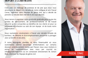 Retirement of Pascal Conac