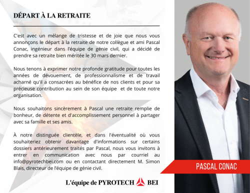 Retirement of Pascal Conac